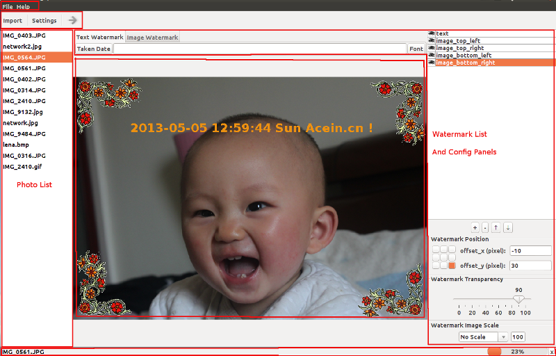 aPhoto main frame screenshot